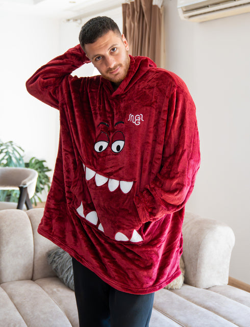 Snuggs Blanket Hoodie Dark Red Monster